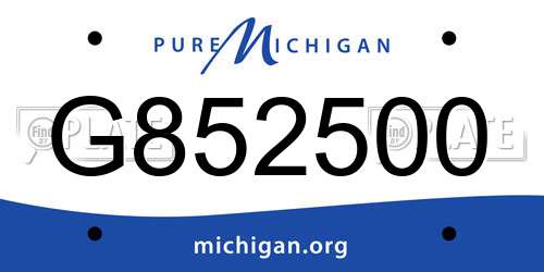 G852500 Michigan License Plate