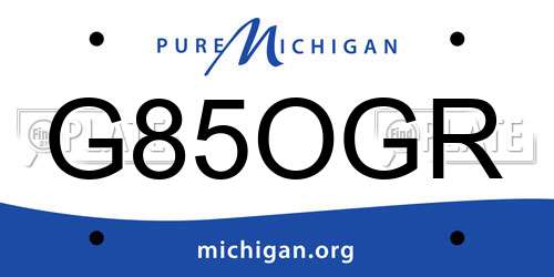 G85OGR Michigan License Plate