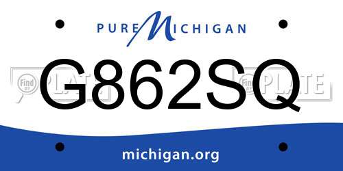 G862SQ Michigan License Plate