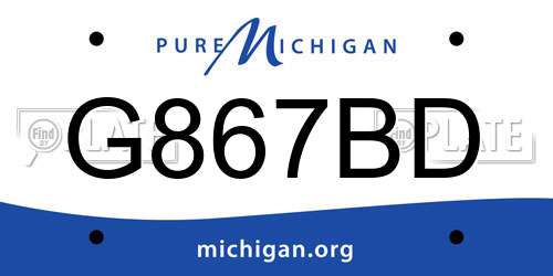 G867BD Michigan License Plate