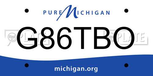 G86TBO Michigan License Plate