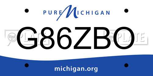 G86ZBO Michigan License Plate
