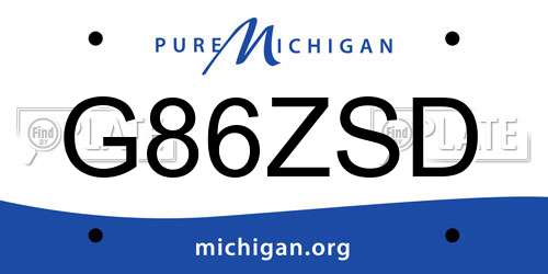 G86ZSD Michigan License Plate