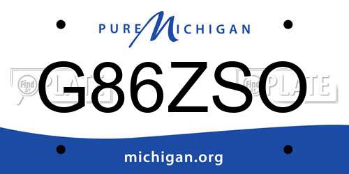 G86ZSO Michigan License Plate