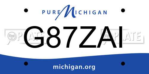G87ZAI Michigan License Plate