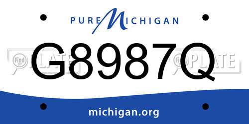 G8987Q Michigan License Plate