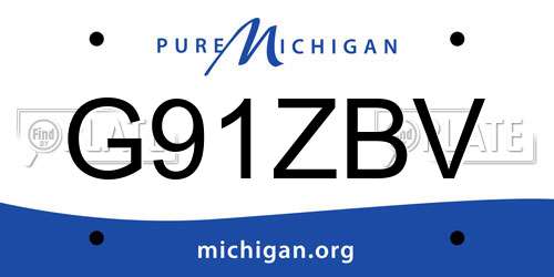 G91ZBV Michigan License Plate