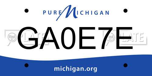 GA0E7E Michigan License Plate