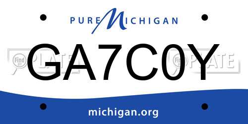GA7C0Y Michigan License Plate