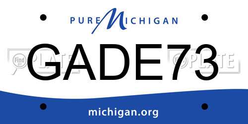 GADE73 Michigan License Plate