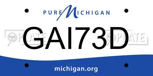 GAI73D Michigan License Plate