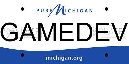 GAMEDEV Michigan License Plate