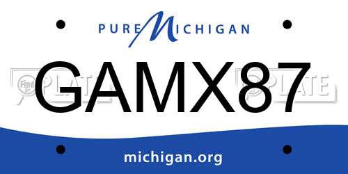 GAMX87 Michigan License Plate