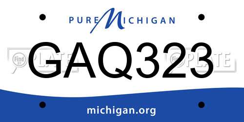 GAQ323 Michigan License Plate