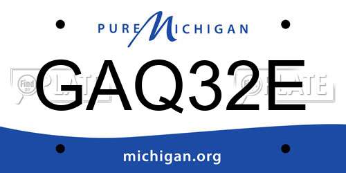 GAQ32E Michigan License Plate