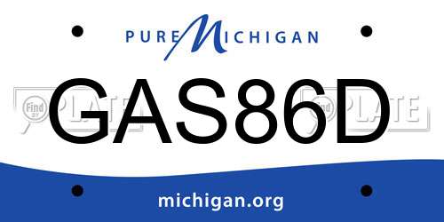 GAS86D Michigan License Plate