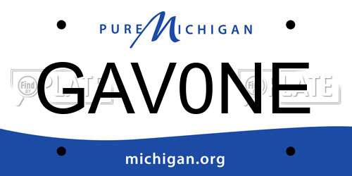 GAV0NE Michigan License Plate