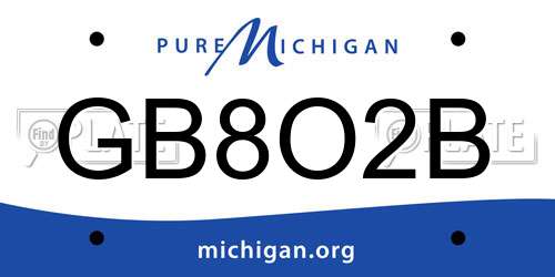 GB8O2B Michigan License Plate