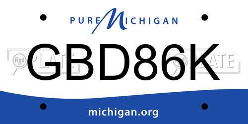 GBD86K Michigan License Plate