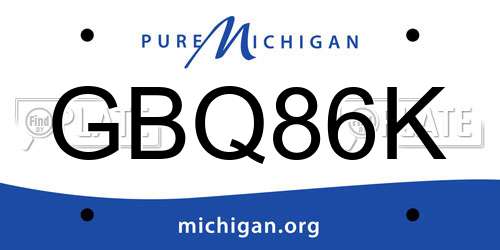 GBQ86K Michigan License Plate
