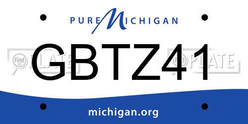 GBTZ41 Michigan License Plate