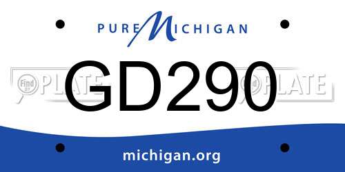 GD290 Michigan License Plate