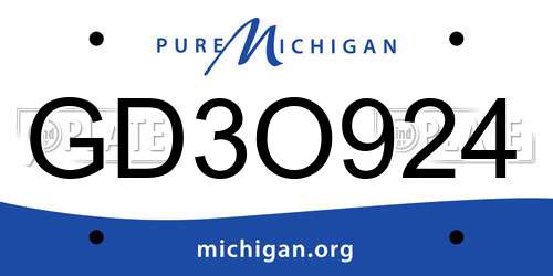 GD3O924 Michigan License Plate