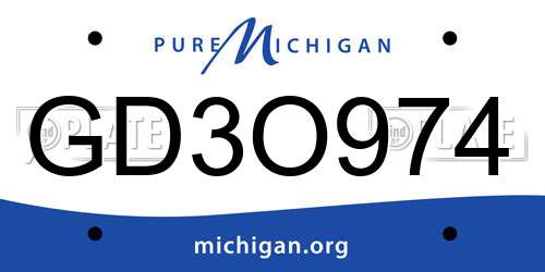 GD3O974 Michigan License Plate