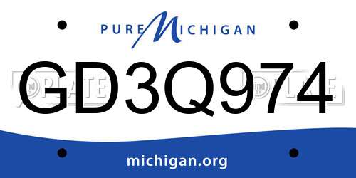 GD3Q974 Michigan License Plate