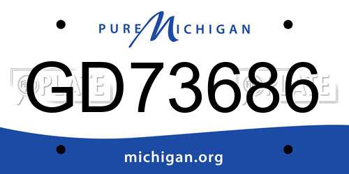 GD73686 Michigan License Plate