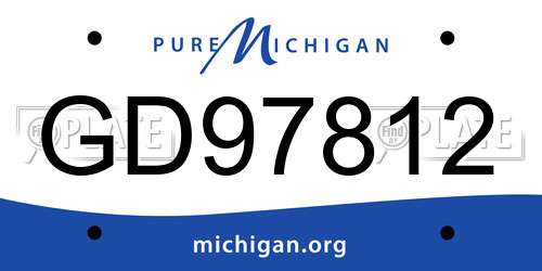 GD97812 Michigan License Plate