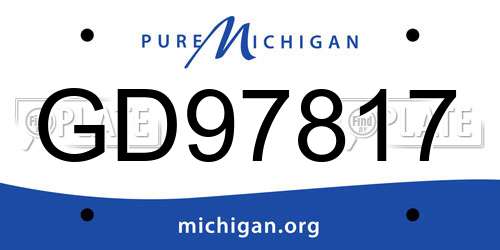 GD97817 Michigan License Plate