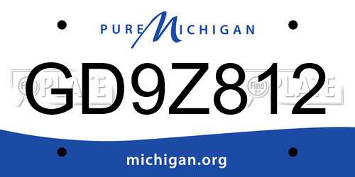 GD9Z812 Michigan License Plate