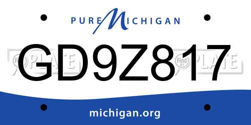GD9Z817 Michigan License Plate