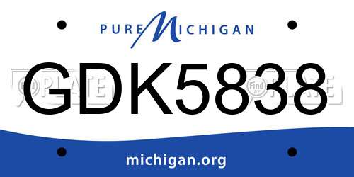 GDK5838 Michigan License Plate