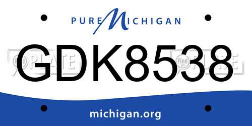 GDK8538 Michigan License Plate