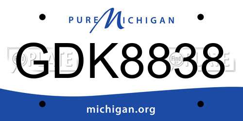 GDK8838 Michigan License Plate