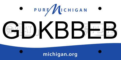 GDKBBEB Michigan License Plate