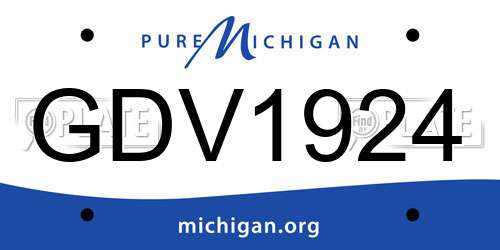 GDV1924 Michigan License Plate