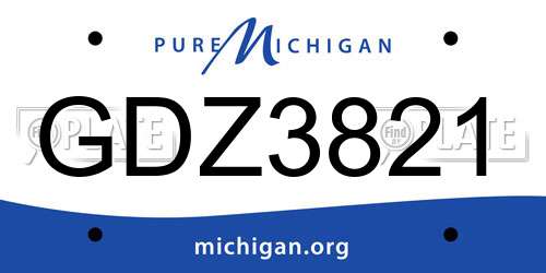 GDZ3821 Michigan License Plate