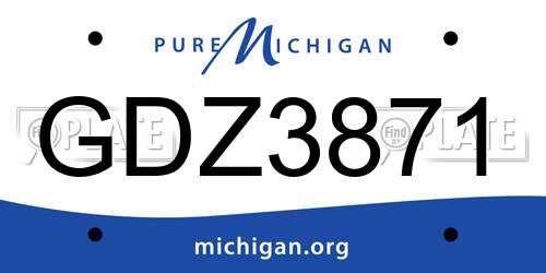 GDZ3871 Michigan License Plate