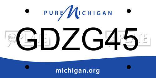 GDZG45 Michigan License Plate