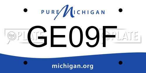 GE09F Michigan License Plate