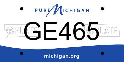 GE465 Michigan License Plate