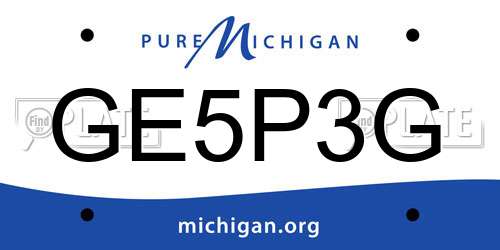 GE5P3G Michigan License Plate