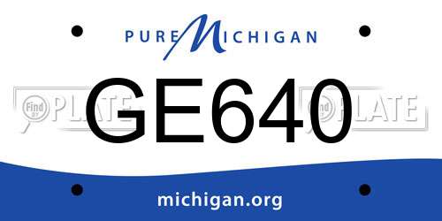 GE640 Michigan License Plate