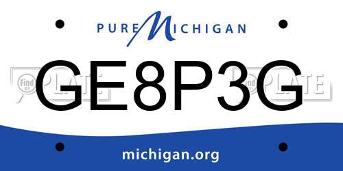 GE8P3G Michigan License Plate