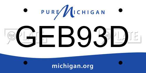 GEB93D Michigan License Plate