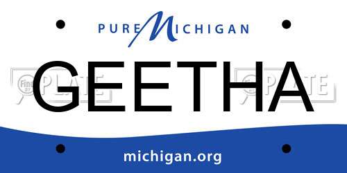 GEETHA Michigan License Plate