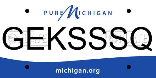 GEKSSSQ Michigan License Plate